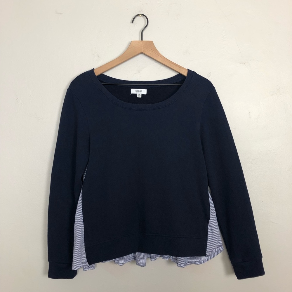 Kensie Blue Sweatshirt w/ Fabric Back Insert